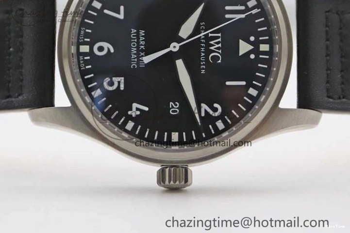 MIROTIME 0421 Vibrant Mark XVIII IW327001 SS M+F 1:1 Best Edition Black Dial on Black Leather Strap A 7055